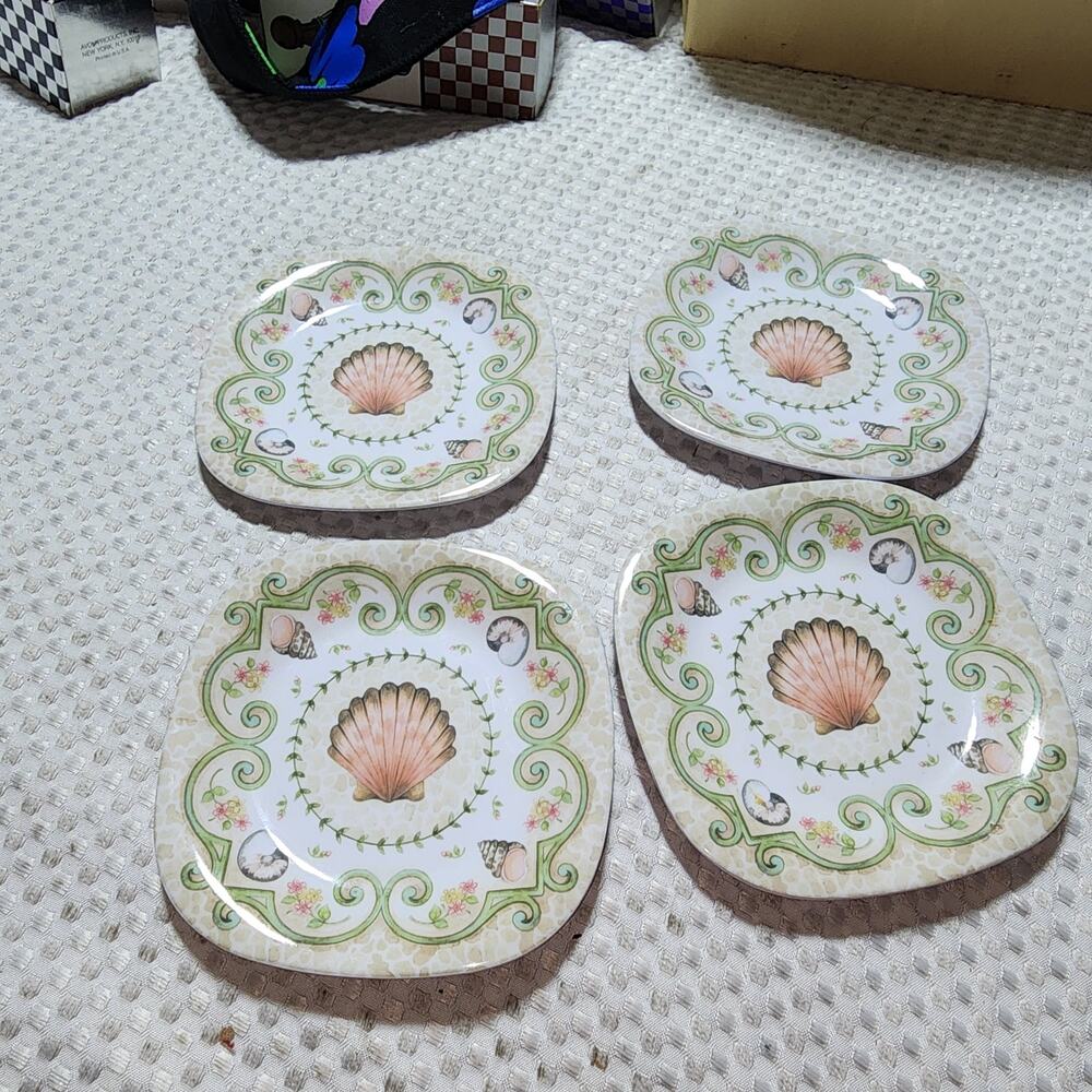 KELLER CHARLES MELAMINE SET OF 4  SHELL BEACH SALAD PLATE